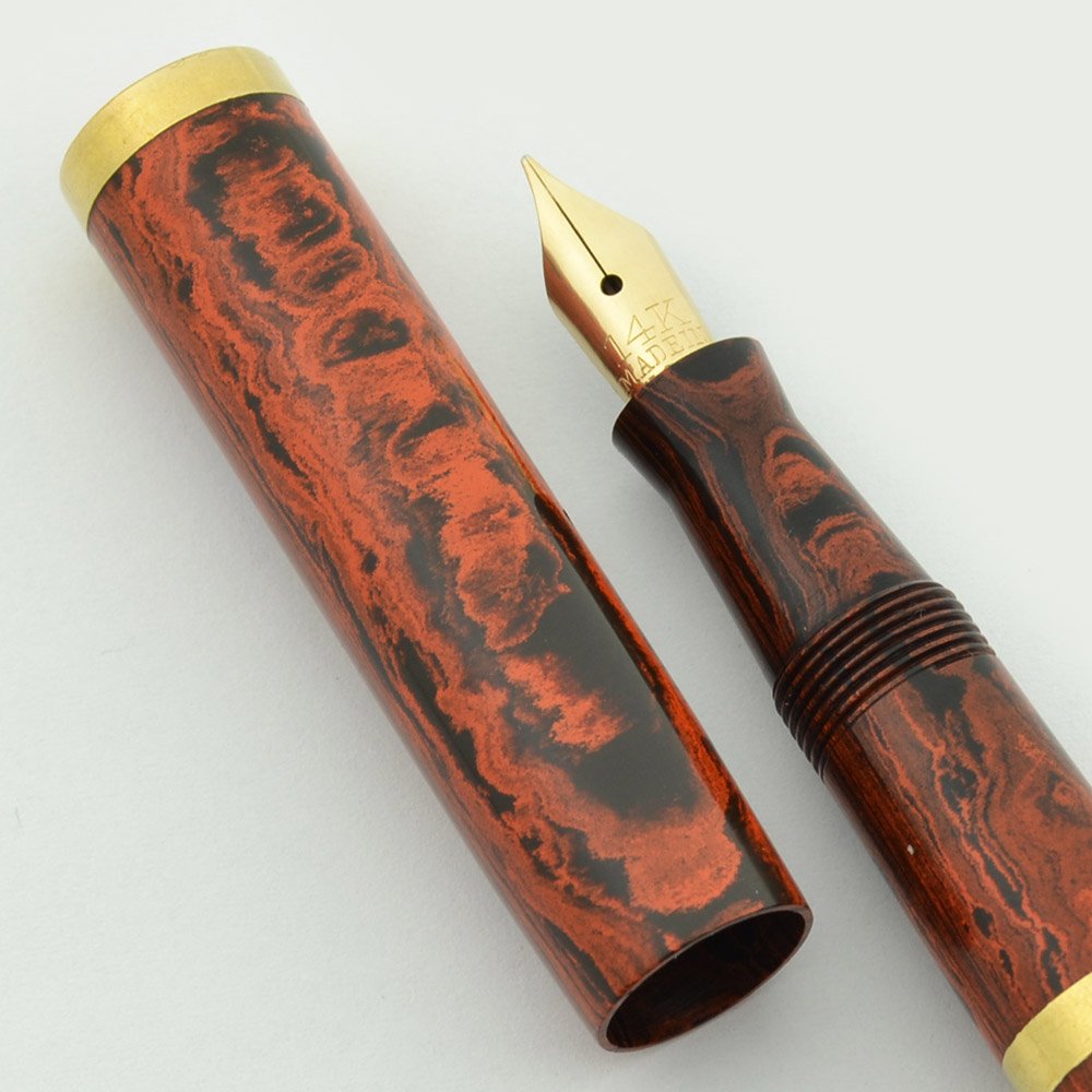 Mabie Todd (USA) Swan Fountain Pen - Mottled Red Hard Rubber, 14k